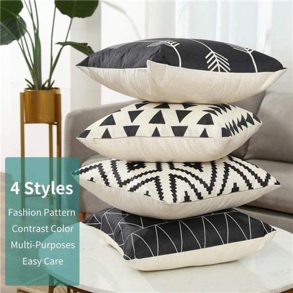 Set of 4 Decorative Geometric 18 x 18 Inches Throw Pillow Covers -Modern Pattern - Picture 12 of 14